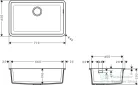 Hansgrohe S51 S510-U660 munkalap alá rögzített mosogató 660, betonszürke 43432380