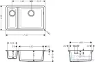 Hansgrohe S51 S510-U635 munkalap alá rögzített mosogató 180/450 két medencével, kőszürke 43433290