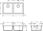 Hansgrohe S51 S510-U770 munkalap alá rögzíthető mosogató medence 820x450 mm, betonszürke 43434380