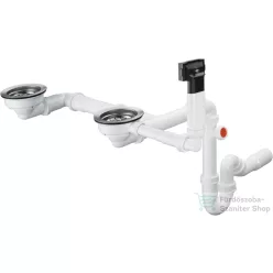   Hansgrohe D17-10 le-és túlfolyó szifon Hansgrohe 2 medencés gránit mosogatóhoz 43928000