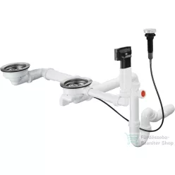   Hansgrohe D17-11 automata le-és túlfolyó szifon Hansgrohe 2 medencés gránit mosogatóhoz 43938000