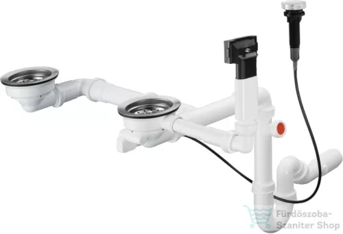 Hansgrohe D17-11 automata le-és túlfolyó szifon Hansgrohe 2 medencés gránit mosogatóhoz 43938000