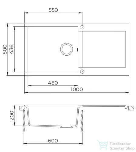 EVIDO CUBO XL 6 S gránit mosogató 1000x500 mm, platina 442059