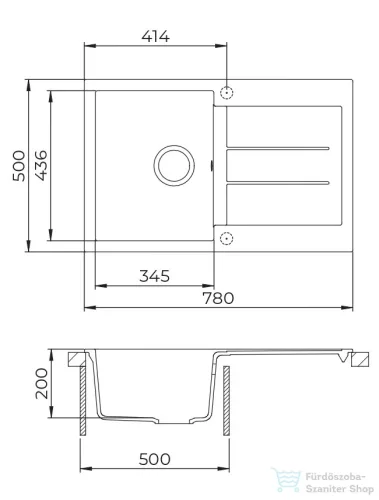 EVIDO CUBO 45 S Compact gránit mosogató, platina 442061