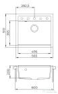EVIDO Quadro 6 gránit mosogató, 562x510 mm, platina 442063