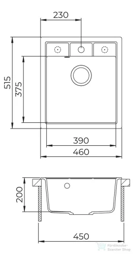 EVIDO EASY 45 gránit mosogató, 460x515 mm, antracit 442125