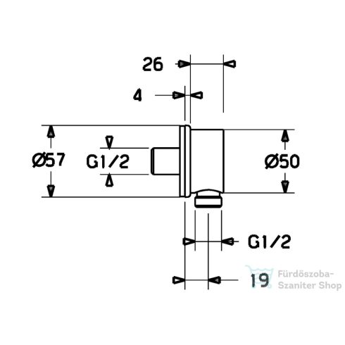 Hansa gégecső csatlakozó,króm 44250000
