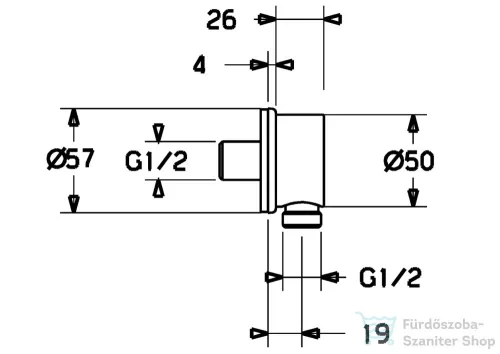 Hansa gégecső csatlakozó visszafolyásgátlóval,króm 44250100