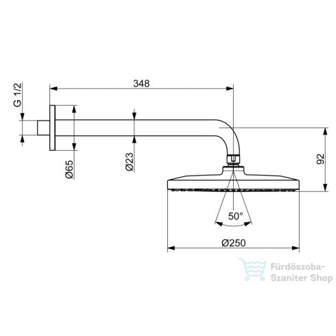 Hansa Hansaviva 25 cm-es fejzuhany 34,8 cm-es zuhanykarral,króm 44260200