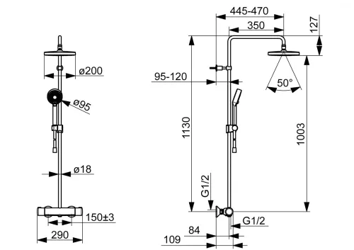 Hansa Hansamicra termosztátos zuhanyrendszer 20 cm-es esőztetővel és zuhanyszettel,matt fekete 4435013033