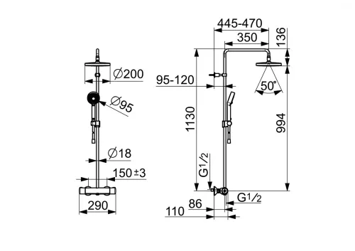 Hansa Hansamicra termosztátos zuhanyrendszer 20 cm-es esőztetővel és zuhanyszettel,króm 44350130