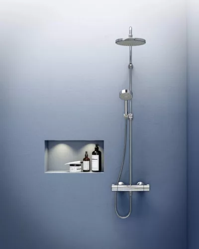Hansa Hansamicra termosztátos zuhanyrendszer 20 cm-es esőztetővel és zuhanyszettel,króm 44350130