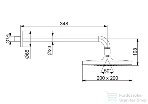 Hansa Hansabasicjet 20x20 cm-es fejzuhany 34,8 cm-es zuhanykarral,króm 44360200