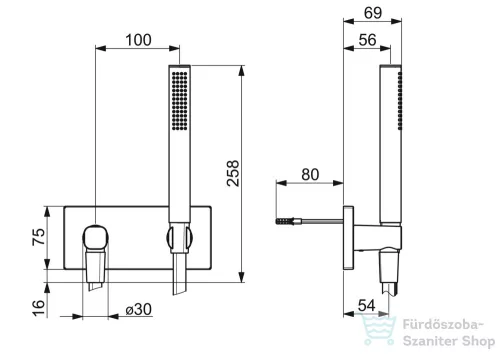 Hansa Hansaliving zuhanyszett nélkül,falsík alatti vízcsatlakozással,alaptest nélkül,króm 44430170