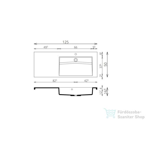 TBoss Infini 125 1 fiókos alsószekrény, jobbos medencével 44523240506