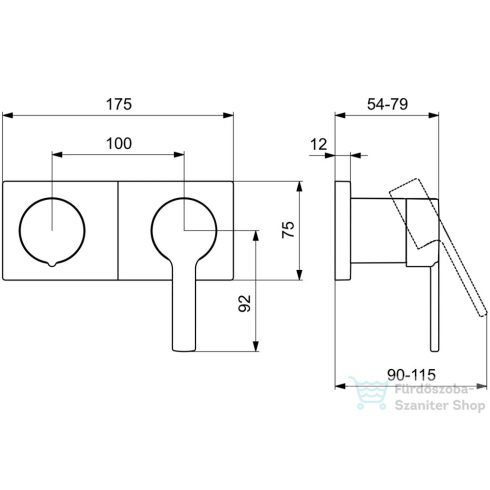 Hansa Hansaronda falsík alatti kád/zuhany csaptelep belső egység nélkül,króm 44599583