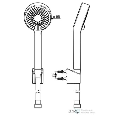 Hansa Hansabasicjet zuhanyszett 175 cm-es gégecsővel,3 funkciós kézizuhannyal,matt fekete 4468013333