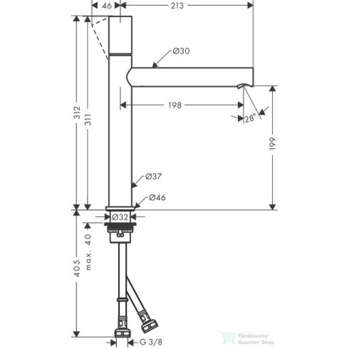 Hansgrohe AXOR UNO egykaros mosdócsaptelep, 200 Zero fogantyúval, lefolyógarnitúra nélkül szálcsiszolt nikkel 45003820
