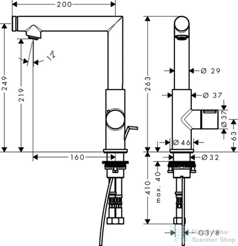 Hansgrohe AXOR UNO Select mosdócsaptelep 210, automata lefolyóval króm 45016000