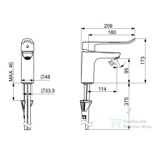Hansa Hansaclinica orvosi mosdó csaptelep leeresztő nélkül,króm 45022185