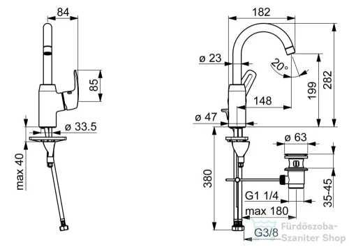 Hansa Hansapinto mosdó csaptelep automata leeresztővel,króm 45102283