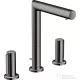 Hansgrohe AXOR UNO 200 3 üléses mosdó csaptelep Zero fogantyúval, automata leeresztővel, polírozott fekete króm 45133330