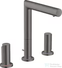 Hansgrohe AXOR UNO 200 3 üléses mosdó csaptelep Zero fogantyúval, automata leeresztővel, szálcsiszolt fekete króm 45133340
