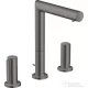 Hansgrohe AXOR UNO 200 3 üléses mosdó csaptelep Zero fogantyúval, automata leeresztővel, szálcsiszolt fekete króm 45133340