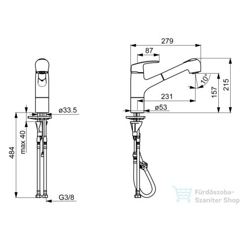 Hansa Hansapinto kihúzható fejes mosogató csaptelep,króm 45182283