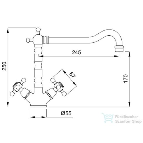 Bugnatese REVIVAL álló mosogató csaptelep,bronz 451BR