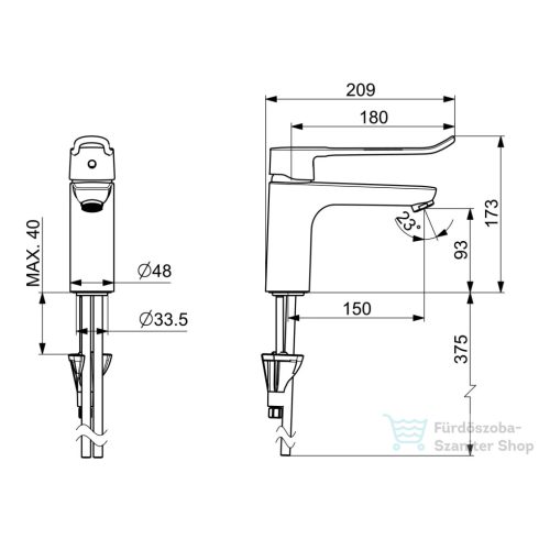 Hansa Hansaclinica orvosi mosdó csaptelep leeresztő nélkül,króm 45232185