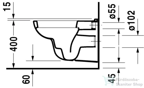 Duravit D-Code mélyöblítésű fali WC szett ülőkével 45351900A1 ( 453519 )