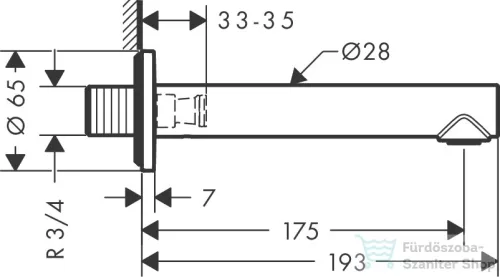Hansgrohe AXOR Uno kádkifolyó egyenes 45410000