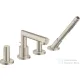 Hansgrohe AXOR UNO 4 üléses kádtöltő csaptelep Zero fogantyúval,zuhanyszettel, szálcsiszolt nikkel 45444820