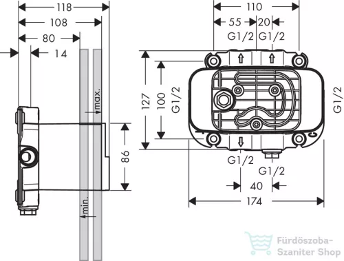 Hansgrohe AX One alaptest termosztátos falsík alatti színkészlethez 45710180