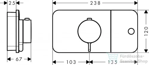 Hansgrohe AXOR ONE termosztátos falsík alatti kád /zuhany csaptelep,szálcsiszolt vörös arany hatású 45711310