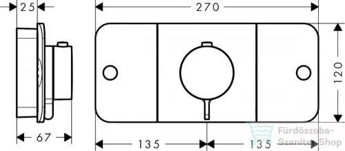 Hansgrohe AXOR ONE termosztátos falsík alatti kád /zuhany csaptelep,szálcsiszolt vörös arany hatású 45712310
