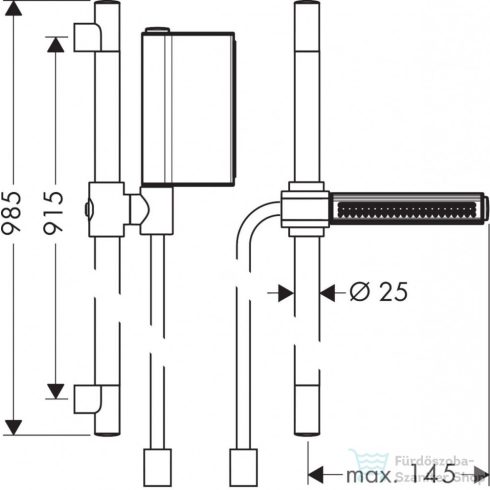 Hansgrohe AXOR ONE zuhanyszett 90 cm-es zuhanyrúddal,2 jet,szálcsiszolt fekete króm 45722340