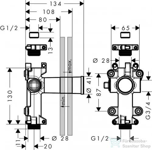 Hansgrohe AXOR ONE alaptest elzárószelephez, 45770180