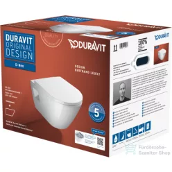   Duravit D-NEO perem nélküli függesztett wc szett lecspódásgátlós ülőkével, fehér 45780900A1