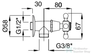 Bugnatese REVIVAL sarokszelep 1/2"-3/8" csatlakozással,króm 457BR