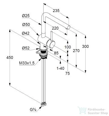 Kludi L-STEEL mosogató csaptelep,dörzscsiszolt nemesacél 45803F877