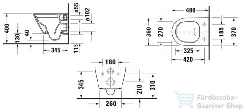 Duravit D-NEO Compact perem nélküli függesztett wc szett lecsapódásgátlós ülőkével, fehér 45870900A1