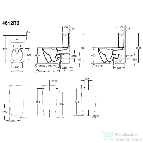 Villeroy & Boch Venticello Rimless monoblokkos wc 4612 R0 01 ( 4612R001 )