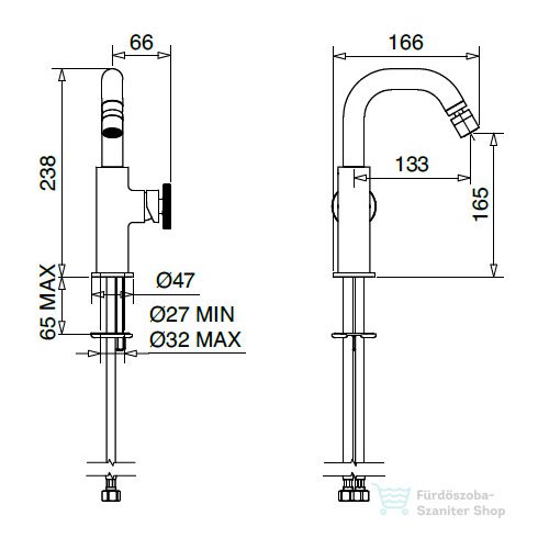 Bugnatese MILLENOVECINQUANTA bidé csaptelep leeresztő nélkül,matt fekete 4623SNE