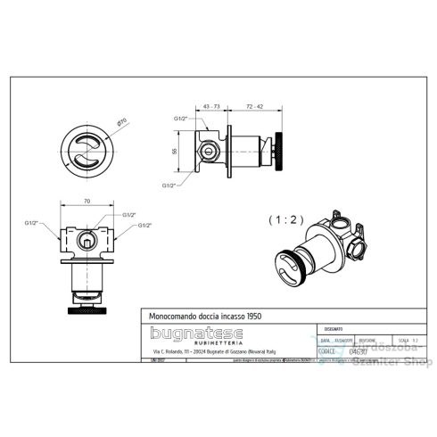 Bugnatese Millenovecinquanta falsík alatti zuhanycsaptelep, fekete színben 4630NE