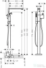 Hansgrohe AXOR EDGE Diamond Cut szabadonálló kádtöltő csaptelep zuhanyszettel, króm 46441000
