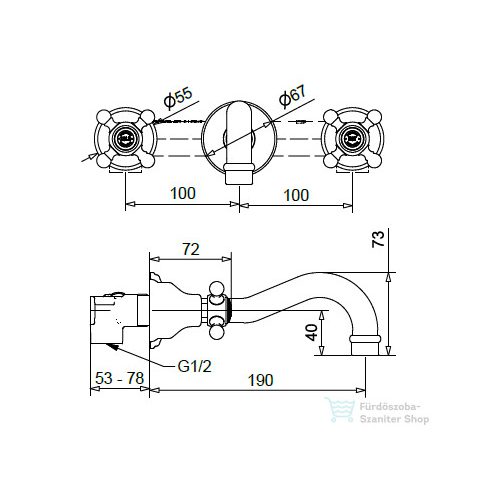 Bugnatese REVIVAL falsík alatti mosdó csaptelep 19 cm-es kifolyóval,leeresztő nélkül,króm 465CR