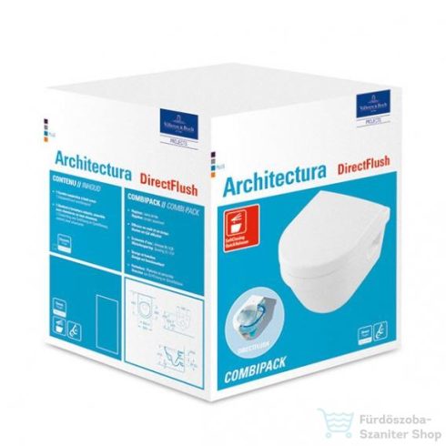 Villeroy & Boch Architectura Rimless fali wc kombipack kompakt Soft close ülőkével CeramicPlus bevonattal 4687 HR R1 ( 4687HRR1 )