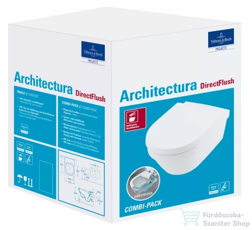 Villeroy & Boch Architectura Rimless fali wc Kombipack Soft close ülőkével 4694 HR 01 ( 4694HR01 )